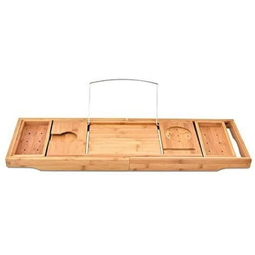 Extendable Bamboo Bathtub Caddy Tray 3 Pack Bathroom Towel Hotel Spa