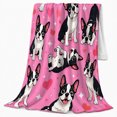 thumbnail image 2 of Cheerful French Bulldog Hearts Pattern, Playful Pet Portrait Pattern, Warm Flannel Blanket for Living Room and Reading Nook, Dog Lovers Friendship Gift, Pet Lover Home Decor, 2 of 9