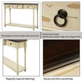 thumbnail image 5 of Narrow Console Table for Entryway, Elegant Solid Wood Buffet Sideboard with 3 Storage Drawers and Long Shelf, Multifunctional Sofa Table Storage Cabinet with Tapered Legs for Bedroom, Beige, 5 of 7