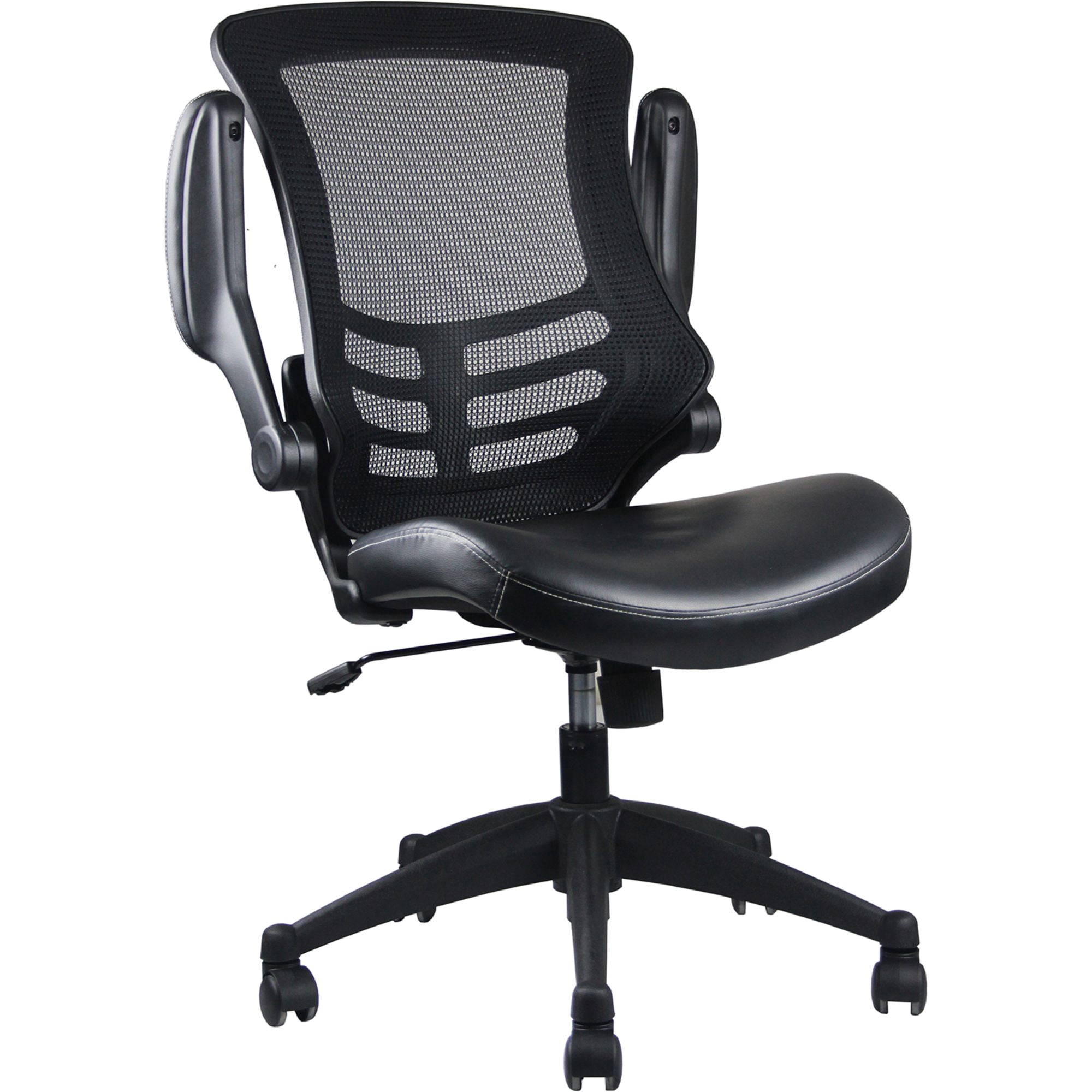 Techni Office Solutions 3' Solid Black Stylish Mid-Back Mesh Office Chair with Adjustable Arms