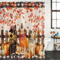 thumbnail image 2 of Fall Shower Curtain, Waterproof Shower Curtains for Bathroom, Pumpkin Dog Thanksgiving Maple Tree Rustic Plaid Washable Fabric Bathtub Curtain Set Bath Decor with 12 Hooks Extra Long 72"x96", 2 of 8