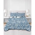 thumbnail image 2 of Quilts Queen Size Bedding Set, Botanical Rose Bud Reversible Summer Quilt 3 Pieces, Vintage Slate Blue Floral Leaves Farmhouse Lightweight Bedspreads Coverlets with 2 Pillow Shams for All Seasons, 2 of 5