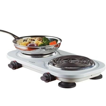 - Brentwood 1500w Double Electric Burner, White