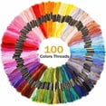 thumbnail image 4 of Hilo para punto de cruz, 100 colores diferentes de hilo para bordar, hilos brillantes y relucientes para proyectos de bricolaje, kit de inicio para bordado a mano con herramientas de punto de cruz,, 4 of 8