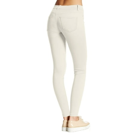 - HyBrid & Company Womens Hyper Stretch Comfy Skinny Pants (Off White -Large)