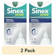 (2 pack) Vicks Sinex Severe Original Nasal Spray, Decongestant Medicine, Relief from Stuffy Nose due to Cold or Allergy, & Nasal Congestion, Sinus Pressure Relief, 0.5 fl oz