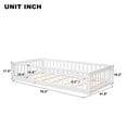 thumbnail image 5 of Twin Size Floor Bed, Wood Platform Bed with Fence and Door, Montessori Bed Frame with Slats Support, No Box Spring Needed,White, 5 of 9