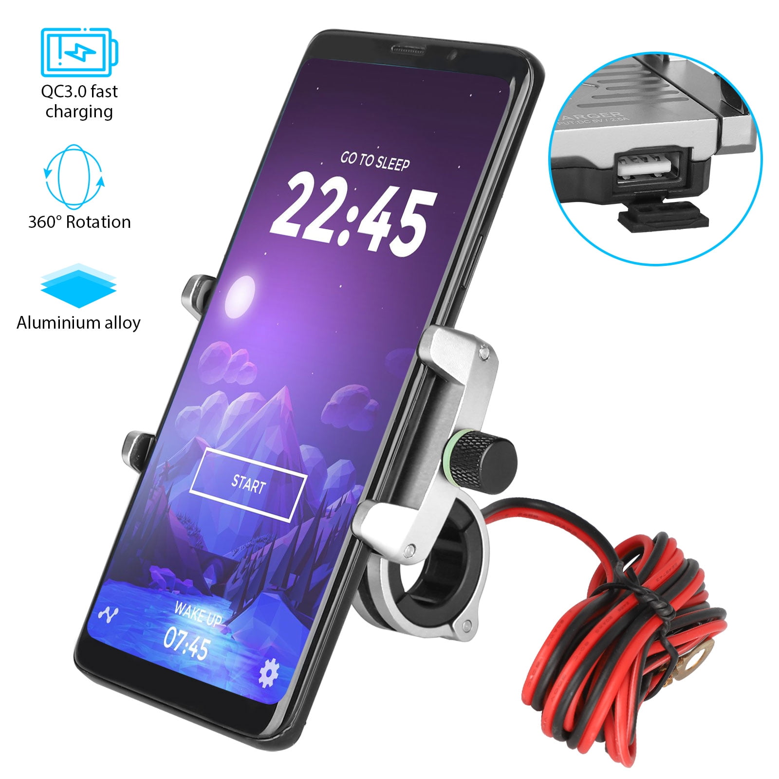 bike mobile holder with charger waterproof