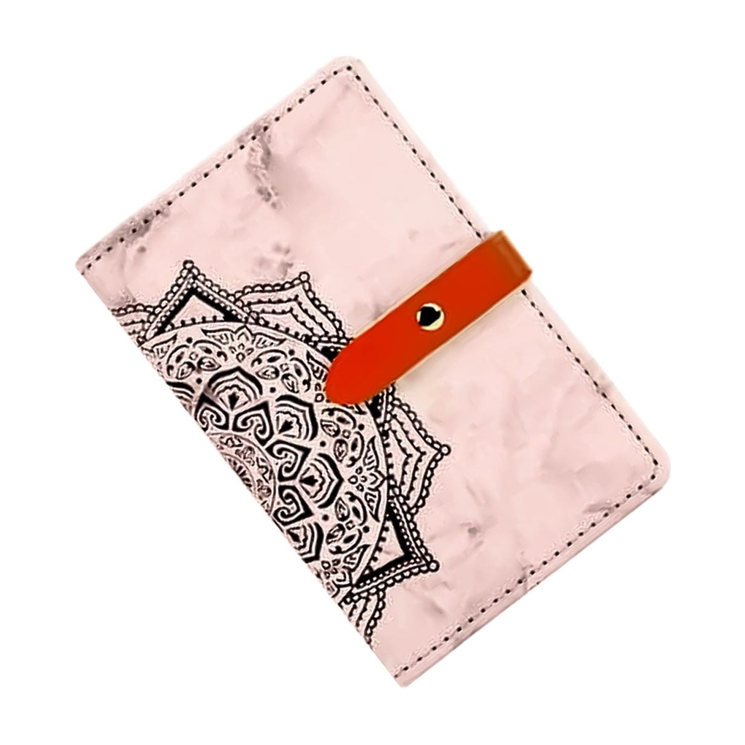 Universal Leather Phone Wallet with Datura Flower Design - Brown