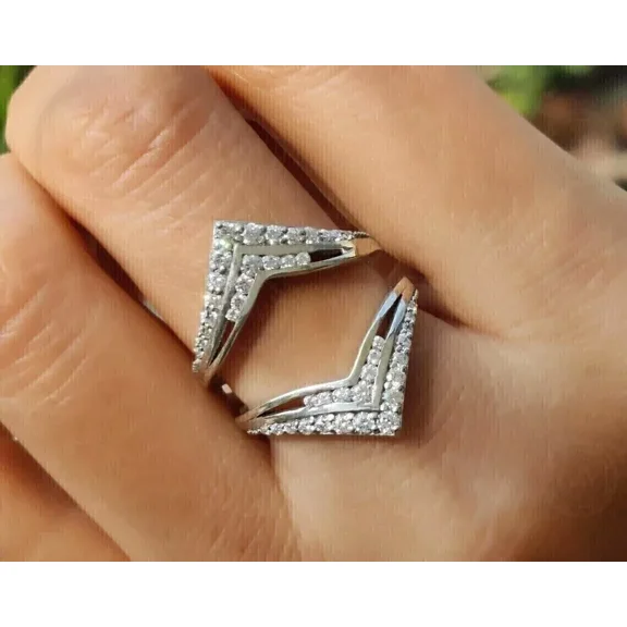 2Ct Round Cut Lab Created Diamond Engagement Enhancer Wedding Ring For Her Ring 14K White Gold Plated 925 Silver