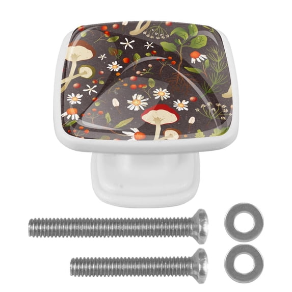 4 Pieces Set Drawer Pulls Handle Square Wardrobe Cabinet Knobs with Stainless Steel Screws Furniture Kitchen Decor