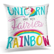 CMFUN Girl Cute Magical Unicorns Sweet Kids Graphics for Summer Throw Pillow Case Pillow Cover Sofa Home Decor 16x16 Inches