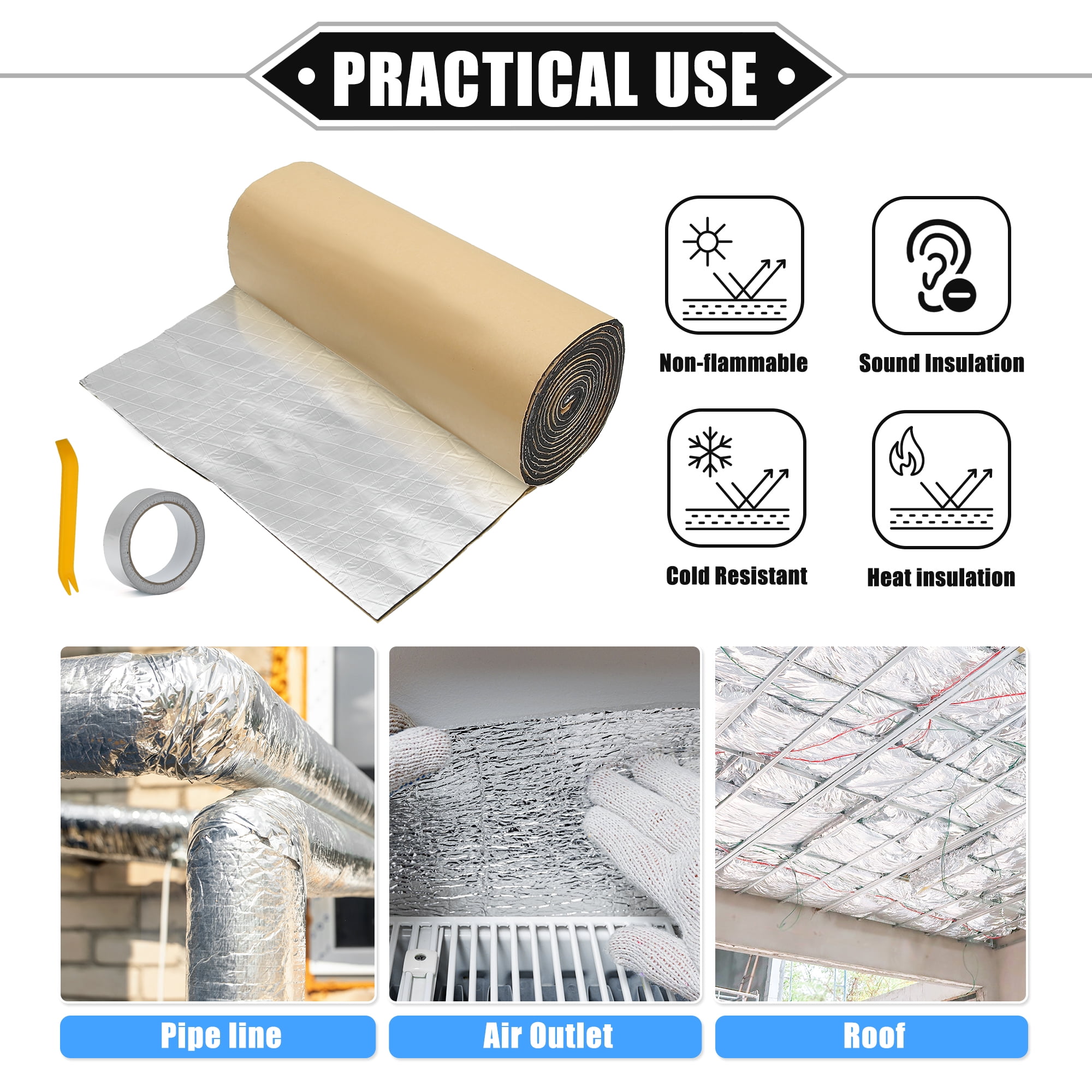 Unique Bargains car  Deadening Mat 157mil 4mm 18sqft Heat Insulation Pad Universal Self Adhesive Aluminum Foil Foam