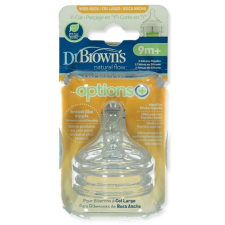 Dr. Brown's 2-Pack Natural Flow Y-Cut Wide-Neck Nipple