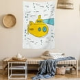 thumbnail image 2 of Yellow Submarine Tapestry, Ocean Nautical Adventure Underwater Bubbles Porthole Cartoon Kids, Wall Hanging for Bedroom Living Room Dorm Decor, 40W X 60L Inches, White Yellow Blue, by Ambesonne, 2 of 5