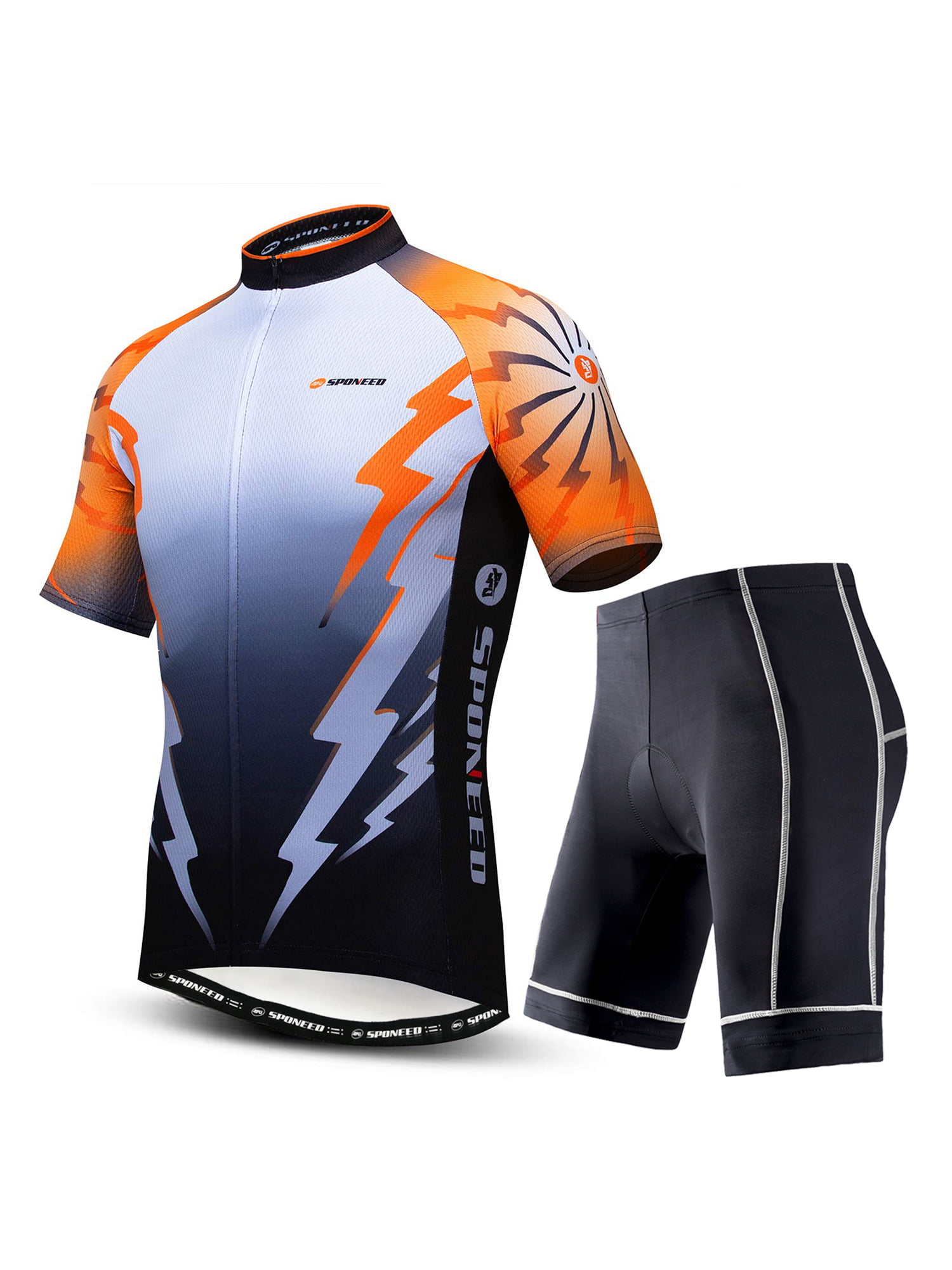 Men's Cycling Kit Bicycle Clothing Bike Jersey Top and Bib Shorts Padded Set 