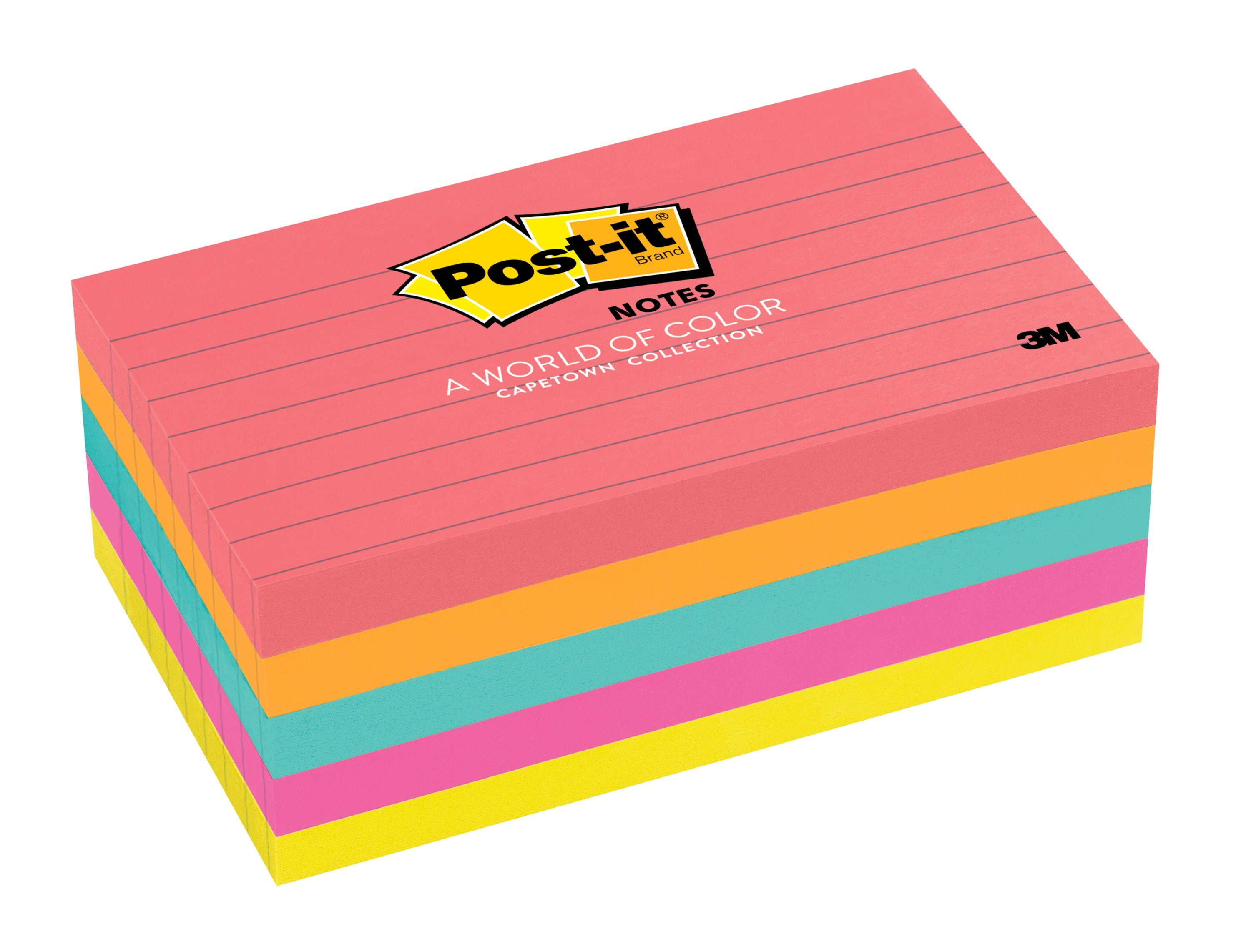 Postit Sticky Notes, 3" x 5", Cape Town Collection, 5 Pads Walmart