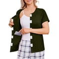 thumbnail image 2 of Mastectomy Shirts with Drain Pockets Post Shoulder Surgery Tops for Women Chemo Port Short Sleeve with Velcro Green L, 2 of 9
