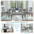 thumbnail image 6 of 6-Piece Dining Table Set with Bench and Chairs - Solid Wood Kitchen Dining Room Table Set in Farmhouse Rustic Style, Table Set for 6 with 4 Chairs and Bench Seat.(Grey_ Large), 6 of 8
