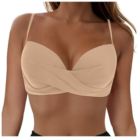 Gubotare Womens Bikini Top Only Women Underwire Bikini Top Only Push Up Swim Top Bra Swimsuit Tops Padded Bathing Suit Top(Beige S)