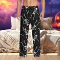 thumbnail image 4 of SJLDQY Mens Halloween Pajamas Pants Wide Leg Pjs Trousers for Men Hallowmas Pumpkin Ghost Elastic Waist Homewear Loungewear With Pocket, 4 of 4
