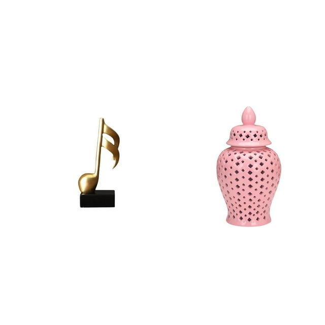 Figura de nota musical de resina y jarrón de tipo tarro de jengibre. Centro de mesa creativo para escritorio, chimenea o como adorno floral