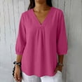 thumbnail image 7 of AnuYalue 3/4 Sleeve T Shirts for Women Summer Casual Tee Tops Dressy V Neck Loose Shirts Office Work Tunic Blouses, 7 of 7