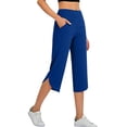 thumbnail image 6 of Kvture Capri Yoga Pants for Women Summer Split Side Sweatpants Stretch Lounge Lightweight Workout Joggers with Pockets Purple Pant L, 6 of 9