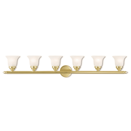 

Polished Brass Tone Finish Bathroom Vanity Steel Material Medium Base 48 Wide 6 Light Fixture