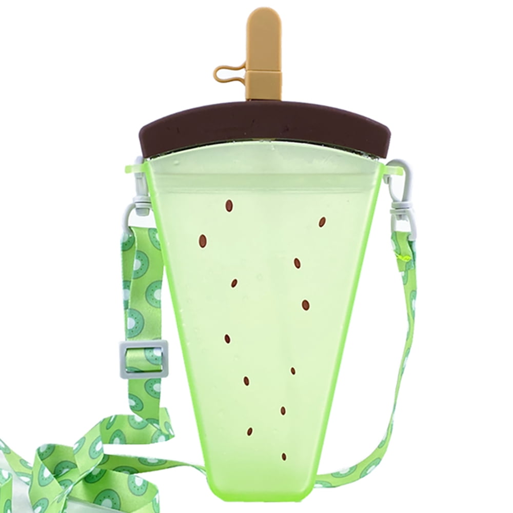 Plastic Water Bottles With Straw AntiFall For School Party Green