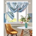 thumbnail image 3 of Waterfall Valances for Windows, Ocean Turtle Kitchen Sheer Valance Curtains, Blue Coral Coastal Starfish Nautical Shell Rod Pocket Elegant Swag Valances for Living Room Bedroom, 47.2"x38.5", 2 Panel, 3 of 8