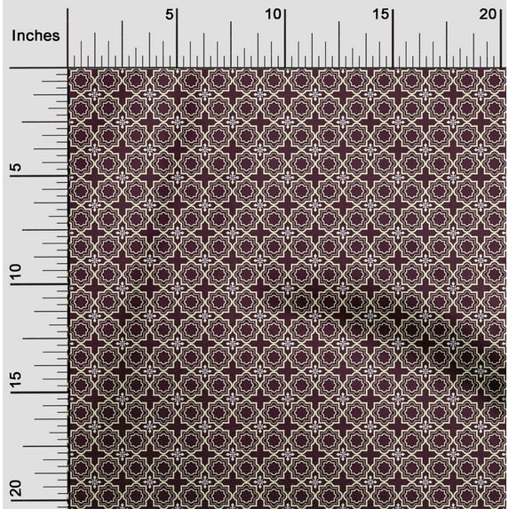 oneOone Cotton Silk Maroon Fabric Floral & Tiles Moroccan Diy Clothing Quilting Fabric Print Fabric By Yard 42 Inch Wide