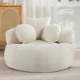 thumbnail image 6 of 43'' Round Oversized Chaise Lounge Indoor Chair, No Assembly Chenille Compressed Circle Sofa Bed,Comfy Upholstered Sleeper Couch,Lazy Bean Bag Couch for Living Room, Bedroom,Beige, 6 of 9