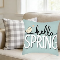 18x18 inch Easter Pillow Covers , Risen Bunny Floral Eggs Farmhouse Decorations Spring Holiday Decor Throw Cushion Case for Home Couch