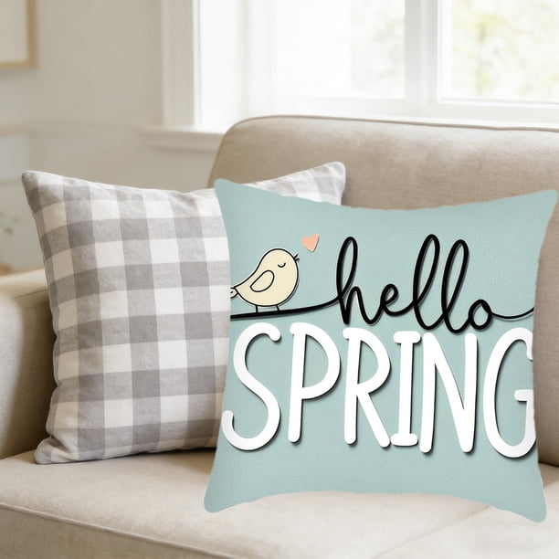 Uuiauoio Easter Pillow Covers 18x18 Easter Throw Pillow Covers with Bunny and Eggs Spring Home Decor Pillowcase Square Cushion Covers for Sofa Bed Couch