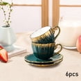 thumbnail image 1 of 6 Set Ceramic Coffee Mug with Saucer Coffee Cups with Handle for Home Office, 1 of 8