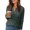 01-Army Green, variant on Women's Solid Color V-Neck Long Sleeve Button Tee with Decorative Placket - Army Green - L