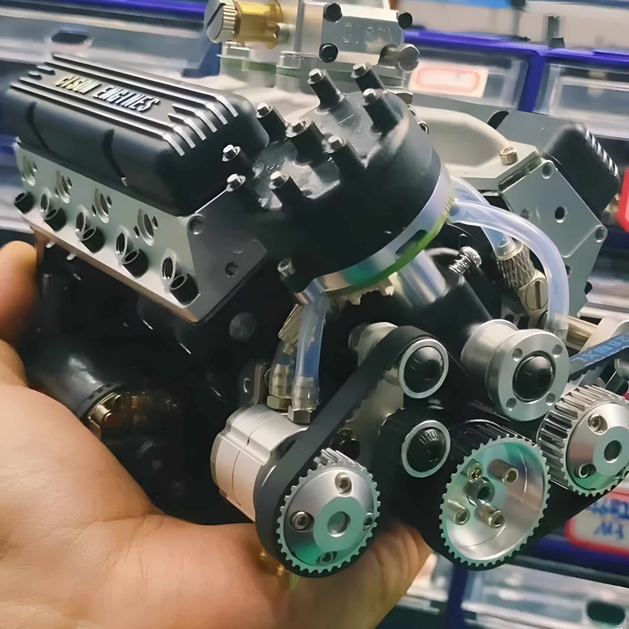 BESTSKY V8 Engine Kit Gas,Gasoline Ohv V8 Small-Block Engine Model Kits,Mini V8 Engine Kits That Runs,Build Your Own Stem V8 Model Engine for Adults,4-Stroke 44cc Water-Cooled 1/6(Black+Green)