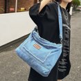 thumbnail image 4 of Bolso de mano de mezclilla Bolso de mezclilla de moda Bolso de cartera versátil retro multifuncional, 4 of 9