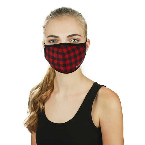 MeMoi Buffalo Plaid Unisex Face Covering (One Size, Red/Black)
