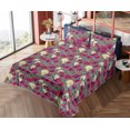 thumbnail image 4 of Ambesonne Poppy Fitted & Flat Sheet with Shams 4 Pcs Set, Floral Composition Garden, Queen, Pale Yellow Magenta, 4 of 5