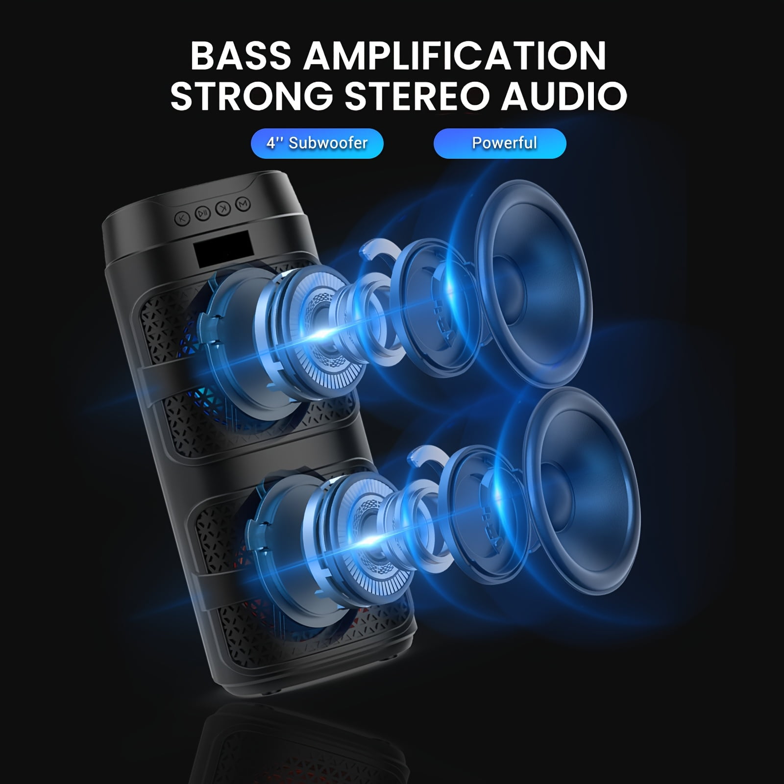 Portable 3000W Wireless Speaker with Disco Lights, Rechargeable Battery & Charging Cable for Outdoor Entertainment | Durable & Colorful LED