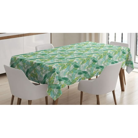 

Exotic Tablecloth Summer Botany Themed Repeating Tropical Foliage Jungle Leaves Pattern Rectangle Satin Table Cover Accent for Dining Room and Kitchen 52 X 70 Multicolor by Ambesonne