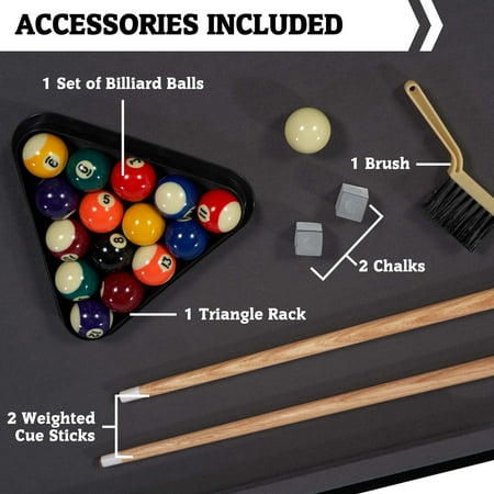 Hall of Games - 4' Charleston Drop Pocket Table With Pool Ball and Cue Stick Set - Brown/Gray