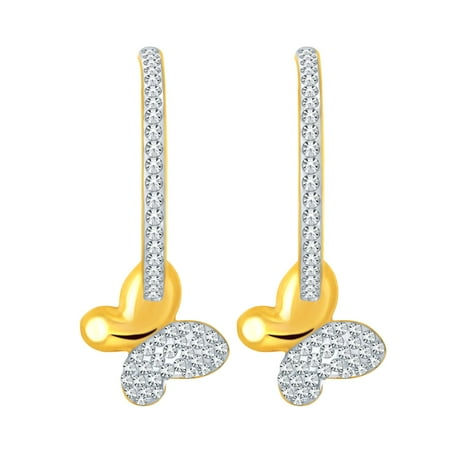 Brilliance Fine Jewelry 18k Gold-Plated Sterling Silver Swarovski Crystal Butterfly Hoop Earrings for Women