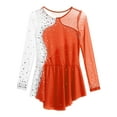 thumbnail image 6 of Miutii Kids Girls Long Sleeve Figure Ice Skating Dance Dress Gymnastics Skirted Leotard Lyrical Orange 6, 6 of 8