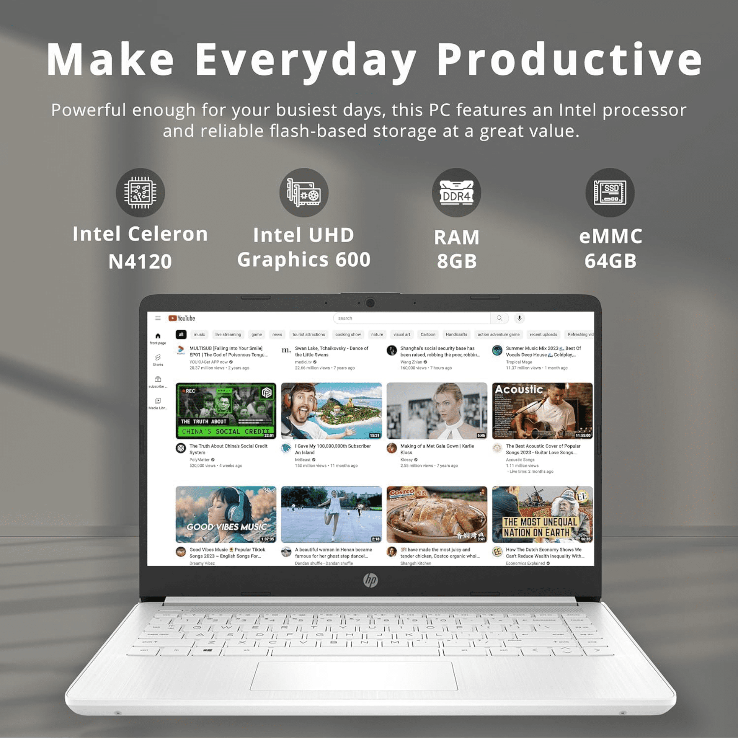 HP Newest HP 14" HD Laptop Light-Weight, Intel Quad-Core N4120, 8GB RAM, 320GB Storage(64GB eMMC+256GB SD Card), 1 Year Office 365, WiFi, Bluetooth 5, USB Type-A&C, Webcam, Win11, Laptops Computers