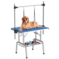ZephyPaws 46'' Pet Grooming Table for Large Dogs,Adjustable Height Portable Trimming Table Drying Table with Arm/Noose/Mesh Tray Maximum Capacity Up to 300Lb,Blue