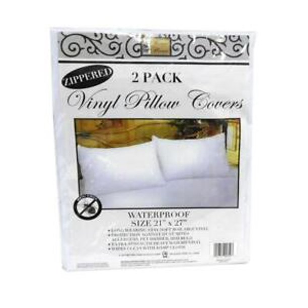 2 Deluxe Zippered Vinyl Pillow Covers Protects Against Bed Bugs Sanitary Home