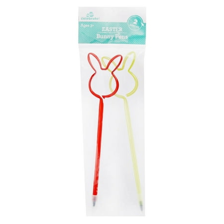 Way To Celebrate Easter Bunny Pens, Yellow & Red, 2 Count